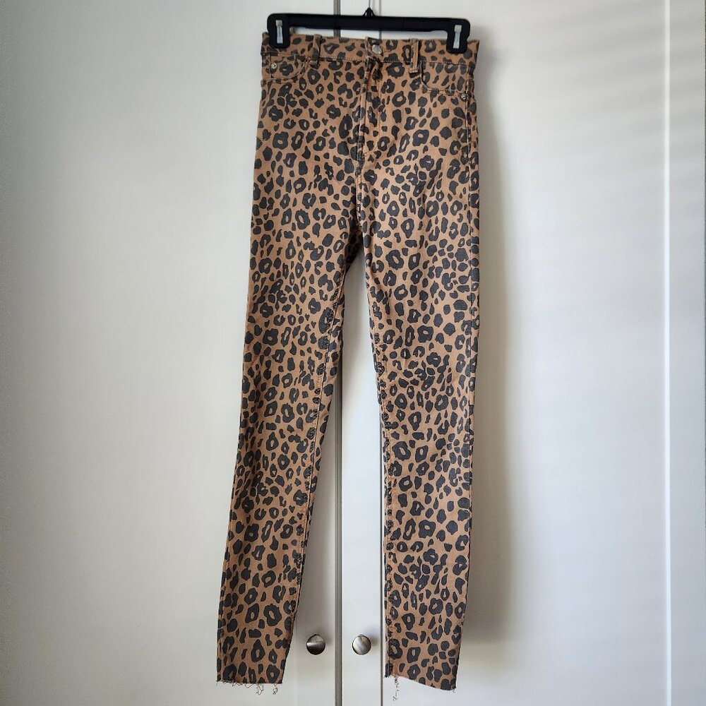 Revolve Bershka leopard washed print high waist stretch skinny jeans